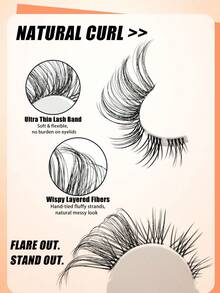 7 Pairs Cat Eye Style False Eyelashes, Graduated Width Strip Lashes, Layered Voluminous And Outer Corner Elongated, Black Dynamic Style, Suitable For Glamorous Makeup, Date Night, Party, Ball, Wedding Guest Look And Daily Makeup - Black - View 4