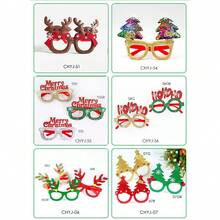 8pcs(Random Style) Christmas Party Glasses Set, Funny Xmas Costume Eyeglasses, Santa Reindeer Snowman Tree Glitter Decorative Glasses For Holiday Photo Booth Party Favors - Cartoon - View 7