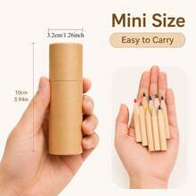 48pcs Mini Colored Pencil Set, Includes 48 Short 12-Color Pencils, Kraft Paper Tube Packaging, Portable Art Supplies, Suitable For Back To School, Travel, Party Gifts And Giveaways - Sets - View 2