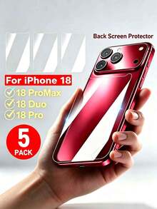 5 Pcs Soft TPU Hydrogel Film Back Screen Protector Compatible With Iphone Duo/18 Pro/18 Pro Max/17 Pro/17 Pro Max/16 Pro/16 Pro Max/16e/17e/15/14/Plus/13/12/11/X/XS MAX/XS/XR Back Protector Film Not Glass - Clear - View 1