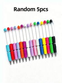 1/3/5/Pcs Random Color Beaded Pens DIY Jewelry Pens, Includes 10pcs Black Refills, Suitable For Women, Students, Teachers And Craft Enthusiasts - Multicolor - View 6