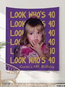 Personalized Birthday Sign, Custom Photo Party Banner, Retro Birthday Backdrop, Look Who's 40 Funny Birthday Decorations - Multicolor - View 9