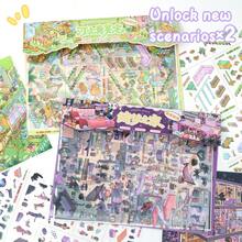 New Large Upgraded 3D Scene Stickers, Miniature House Landscape Stickers, Adult Planner Stickers, DIY Craft Stickers, Suitable For Halloween, Easter, Christmas - Multicolor - View 3