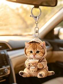 2D Flat Puppy, Kitten, Koala Pattern Keychain, Cute Dressed Animal Drinking Milk Tea Keychain, Beautiful Fashionable Key Ring Wallet Handbag Decoration, Fashionable Dressed Animal Drinking Milk Tea Party Keychain, Novel Acrylic Design Key Ring Decoration, Durable And Lightweight, Suitable For Car Keychain, Phone Keychain, Backpack And Wallet Keychain Decoration - Can Be Used As Birthday Gift, Pet Lover Keychain Car Key Bag Pendant - Multicolor - View 9