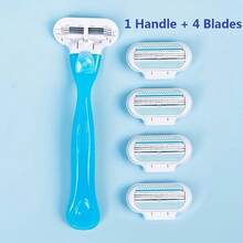 Bikini Razor For Women, 3-Layer Stainless Steel Blades, Replaceable Razor Head, Suitable For Intimate Areas, Underarms And Leg Hair - Blue - View 10