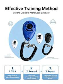 Dog Training Clicker, Behavior Correction Command Communication Training Tool With Sound, Dog Training Supplies - Multicolor - View 7