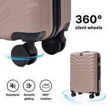 W WINGS Travel Luggage Set 4 Pcs | Vanity Case, Cabin, Medium And Large Suitcases With Spinner Wheels And Telescopic Handle - Beige - View 8