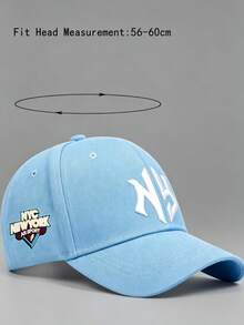 1 Pc. Unisex Fashionable New York Embroidered Baseball Cap, Adjustable Design, Perfect For Outdoor Activities, Travel, And Running - Baby Blue - View 7