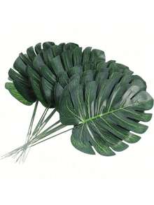 5/10/15/20/25/30pcs Artificial Palm Leaves, Fake Leaves For Living Room Decor, Tropical Plant, Faux Home Decor Accessories - Green - View 13