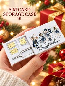 New Christmas Nutcracker Pattern SIM Card Storage Box, Comes With Card Ejector Pin; Compact And Portable; Shockproof; Secure Storage For SIM Cards And TF Cards; Mobile And Digital Accessories, Christmas Essential, Christmas Gift, Small Gift Decoration, Perfect Gift For Family, Friends, And Loved Ones - Multicolor - View 5