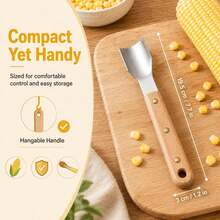 1/2pcs Wooden Handle Corn Stripper Tool, Stainless Steel Corn Kernel Remover With Riveted Handle, Manual Corn Peeler & Cob Scraper For Fresh Corn, Kitchen Cooking Tool - Multicolor - View 4