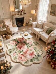 1pc 5-Rose Pattern Floor Mat, Bathroom Mat, Bathroom Carpet, Door Mat, Small Rug, Carpet, Floor Mat, Home Decor, Area Rug, Outdoor Mat, Home Decor, Area Carpet, Bedroom Carpet, Washable Carpet - Multicolor - View 1