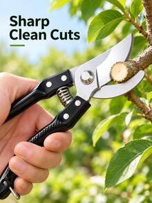 Steel Pruning Shears, Black Handle, Spring-Assisted Opening And Closing, Sharp Curved Blade, Handheld Garden Scissors, Suitable For Fruit Trees, Shrubs, Flowers And Small Branch Pruning - A - View 9
