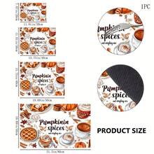 1pc Pumpkin Spice Autumn Kitchen Table Mat, Coffee Waffle Cinnamon Dessert Print Placemat, Pumpkin Spice Table Mat, Thanksgiving Coffee Countertop Mat, Autumn Kitchen Dining Room Tabletop Home Decor - Multicolor - View 7