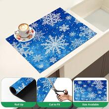 1pc Winter Blue Snowflake Kitchen Drain Mat, White Ice Crystal Snowflake Print Table Mat, Christmas Coffee Tabletop Decor Mat, Winter Snowflake Table Mat, Holiday Kitchen Dining Home Decor - Multicolor - View 6