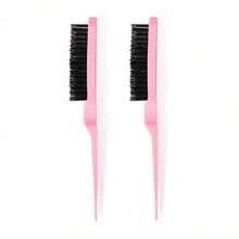 12pcs Hair Styling Comb Set, Nylon Volumizing Comb, Double-Sided Hairline Comb, Tail Comb, Volumizing Hair Styling Tools With Hair Clips (Pink, Black, Purple) - Multicolor - View 2