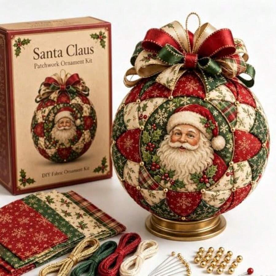 Christmas Classics Patchwork Ornament DIYKit, Santa Claus Patchwork Ornament Kit, DIYFabric Ornament Kit For Holiday Home Decor,Santa Claus - Multicolor - View 1