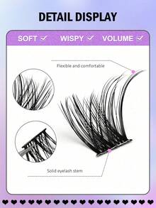 Cluster, Single Thick, Natural D Curl, 8-16mm, DIY False Eyelashes, Eyelash Clusters, Single Eyelashes, False Eyelashes, False Eyelashes - D - View 2