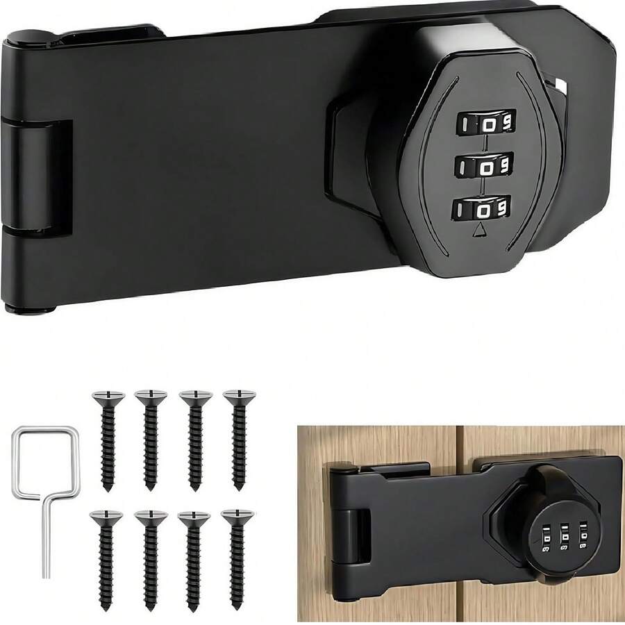 1pc Combination Padlock, Security Lock, Metal 3-Digit 3-Inch Combination Lock, Suitable For Cabinets, Wardrobes, Pet Doors, Mailboxes, Drawers - CC - View 1