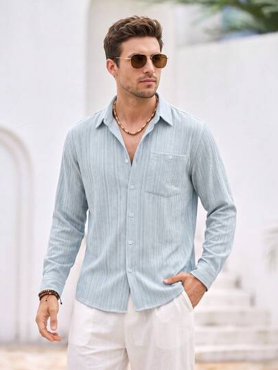Mercer Haus Camisa de rayas casual para hombre para ir al trabajo