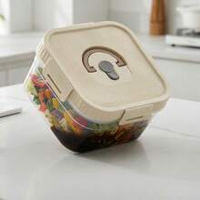 Multi-Functional Transparent Plastic Compartment Food Storage Box, Refrigerator Multi Grids Sealed Fresh-Keeping Box With Cover, Large Capacity Reusable Vegetables FruitsIngredient Container, Microwave Heatable, Kitchen Food Storage And Organization - Multicolor - View 5