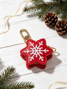 CHARM INFINITE Christmas Mini Keychain Pouch, Cute Santa Claus & Snowflake Pattern Faux Leather Zipper Coin Purse, Portable Mini Storage Bag Key Holder, Christmas Holiday Decoration Gift For Women & Girls - Multicolor - View 4