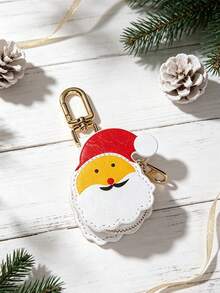 CHARM INFINITE Christmas Mini Keychain Pouch, Cute Santa Claus & Snowflake Pattern Faux Leather Zipper Coin Purse, Portable Mini Storage Bag Key Holder, Christmas Holiday Decoration Gift For Women & Girls - Multicolor - View 3