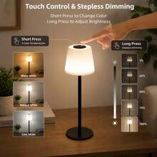 Lampu Mandi Kontrol Sentuh Kreatif, Baterai Lithium Isi Ulang 180mAh, Saklar Sentuh, 3 Warna Cahaya/Kecerahan yang Dapat Diatur, Kap Lampu Transparan Sepenuhnya, Lampu Malam Multifungsi, Tinggi Dapat Diatur - Desain Ringkas & Cermat, Cocok Untuk Kamar Tidur, Ruang Tamu, Ruang Makan, Lorong Masuk, dan Lainnya - lampu meja - View 3