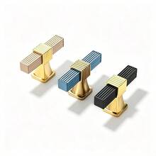 1pc/5pcs T-Shaped Color Block Pull Handle Black Grey Gold Dual-Tone Bar Handle Suitable For Drawer Pulls Door Handles Cabinet Pulls (With Screws) - single hole - View 3