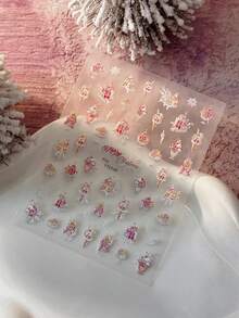 1 Sheet Jelly Shell Light Christmas Ice Cream Nail Stickers, Shiny Cute Girly Self Adhesive Nail Art Decorations - Multicolor - View 9