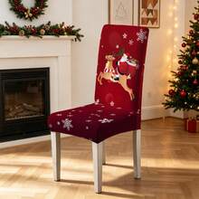 1/2/4/6pcs Christmas Themed Chair Covers, Dining Chair Seat Protector, Removable And Washable - Multicolor - View 7