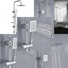 Bathroom Shower Kit Twin Head Square Fixed Head Riser Rail Bath Mixer Tap Set - 26Q-WIN-UK-LYQ-YSFD - View 2