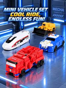 Juguete de modelo mecha de vehículo de ingeniería con deslizamiento por inercia y transformación por colisión magnética para niños, regalo festivo - Multicolor - Ver 5