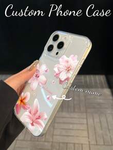 1 buah Casing Ponsel TPU Motif Bunga Elegan DIY Kustom dengan Nama yang Dipersonalisasi, Pelindung Anti Guncangan untuk Penggunaan Sehari-hari, Hadiah Manis untuk Ibu, Sahabat Terbaik di Hari Ulang Tahun dan Hari Jadi, Kompatibel dengan Apple 12 Pro Max, 13 Pro Max, 14 Pro Max, 15, 16 Pro Max, 17 Pro Max, 18 Pro Max - Clear - View 1