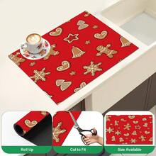 1pc Christmas Gingerbread Man Snowflake Bell Print Kitchen Table Mat, Red Christmas Tablecloth Coffee Machine Countertop Mat, Winter Holiday Party Restaurant Tabletop Decor Drain Mat, Home Kitchen Christmas Decoration - Multicolor - View 6