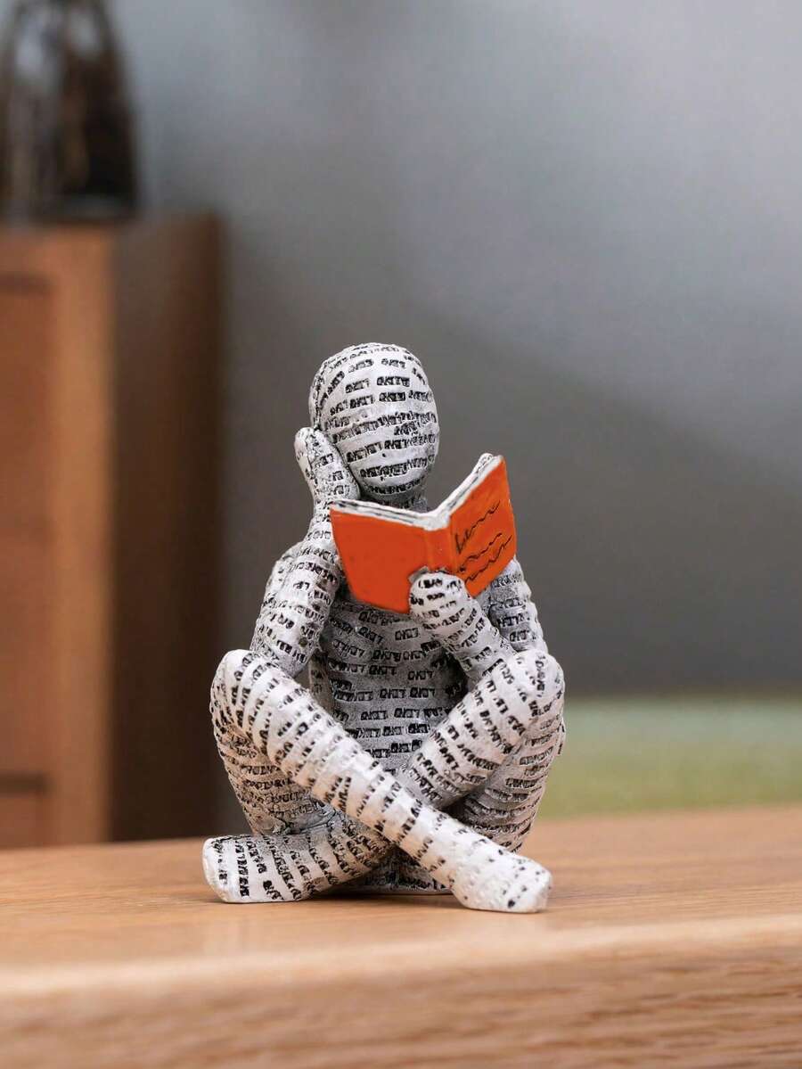 1pc Resin Read A Book Character Profiling Office And Home Furnishings Desktop Decoration Best Gifts Birthday Graduation - Multicolor - View 1