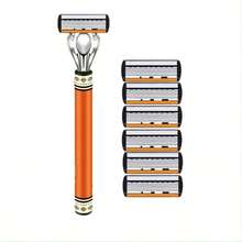 Men's Manual Shaving Set - Ultra Sharp 6-Blade, Replaceable Razor Head, Ergonomic Handle Design, Precise And Smooth Shaving Essential, Reusable Replacement Blades, Free Blade Storage Box, Perfect Gift For Father's Day And Birthday (Gift Box Not Included) - Multicolor - View 13