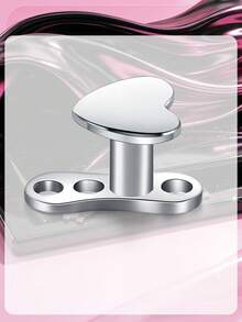 Đầu neo dermal piercing thép không gỉ 316L, trang sức dermal hình trái tim và ngôi sao, ren trong - Bạc - Xem 8