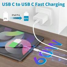 Kabel Charger Cepat USB-C ke USB-C PD 1M 60W Kompatibel dengan Apple 17 Pro Max 16 15 Plus 14 13 12 11 X XS Kabel Pengisian Cepat Tipe C - View 2