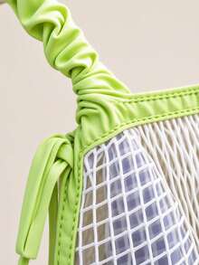 New Nylon Plaid Series Shoulder Crossbody Drawstring Dual-Use Dopamine Bag For Women 2026 New Lightweight Large Capacity Mesh Shopping Tote Bag Beach Bag - Multicolor - View 6