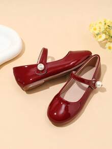 1 Pair Flat Shoes For Sweet Girls In Spring And Summer - Burgundy - View 4