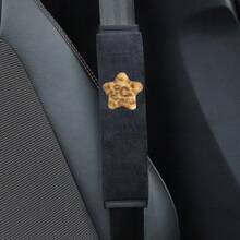 2pcs Leopard Print Star Car Seat Belt Covers, Shoulder Pads For Driver And Passenger Universal Vehicle Seat Belt Anti-Chafe Pads, Women's Car Interior Accessories - A - View 3