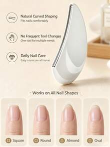 3D Curved Ergonomic Nail File Gentle Nail Shaping Tool For Natural Nails Fine Uniform Grit Nail Buffer Reduce Rough Edges & Splits Portable Manicure Pedicure Tool For Home Salon Nail Care - A - View 4