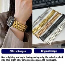 1pc Starlight Color Business Metal Watch Band Compatible With Apple Watch 38mm 40mm 41mm 42mm 44mm 45mm 46mm 49mm Unisex Versatile Fashion Minimalist Smart Watch Band Compatible With I Watch Ultra Series 11 10 9 8 7 6 5 4 3 SE 2 1 Silver Black Gold Rose Gold - Gold - View 6