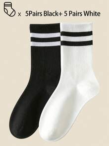 1/5/10/20/30/40 Unisex Casual, Simple, Fashionable, Versatile, Casual, Sweat Absorbing, Breathable, Mid Length Socks For Couples - Multicolor - View 11