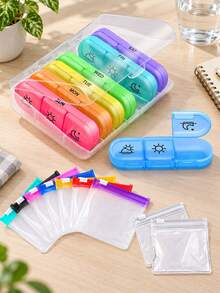 Portable Travel Pill Box For Men And Women Small Pocket Weekly Daily Pill Organizer Case For Vitamin Fish Oil Travel Essential Back To School - Multicolor - View 8