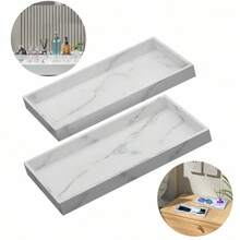 Rectangular Bathroom Vanity Tray, Resin Countertop Storage Tray, Suitable For Perfume, Soap, Candles, Home Decor Vanity Organizer Box - Multi-color - View 9