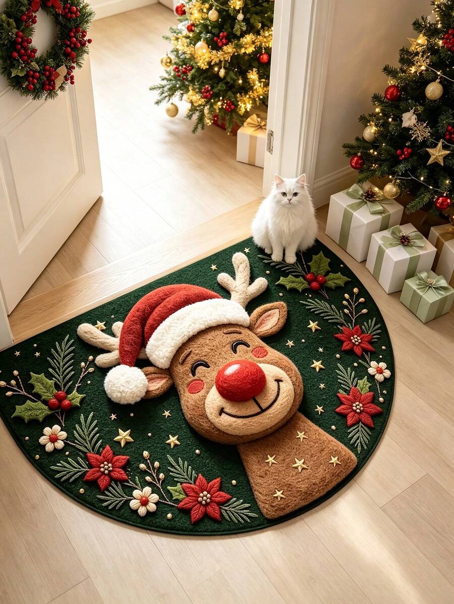 1pc Deer Doormat, Doormat, Small Rug, Welcome Mat, Carpet, Floor Mat, Outdoor Doormat, Kitchen Rug, Home Decor, Front Door Mat, Area Rug, Outdoor Mat, Home Decor - Multicolor - View 1