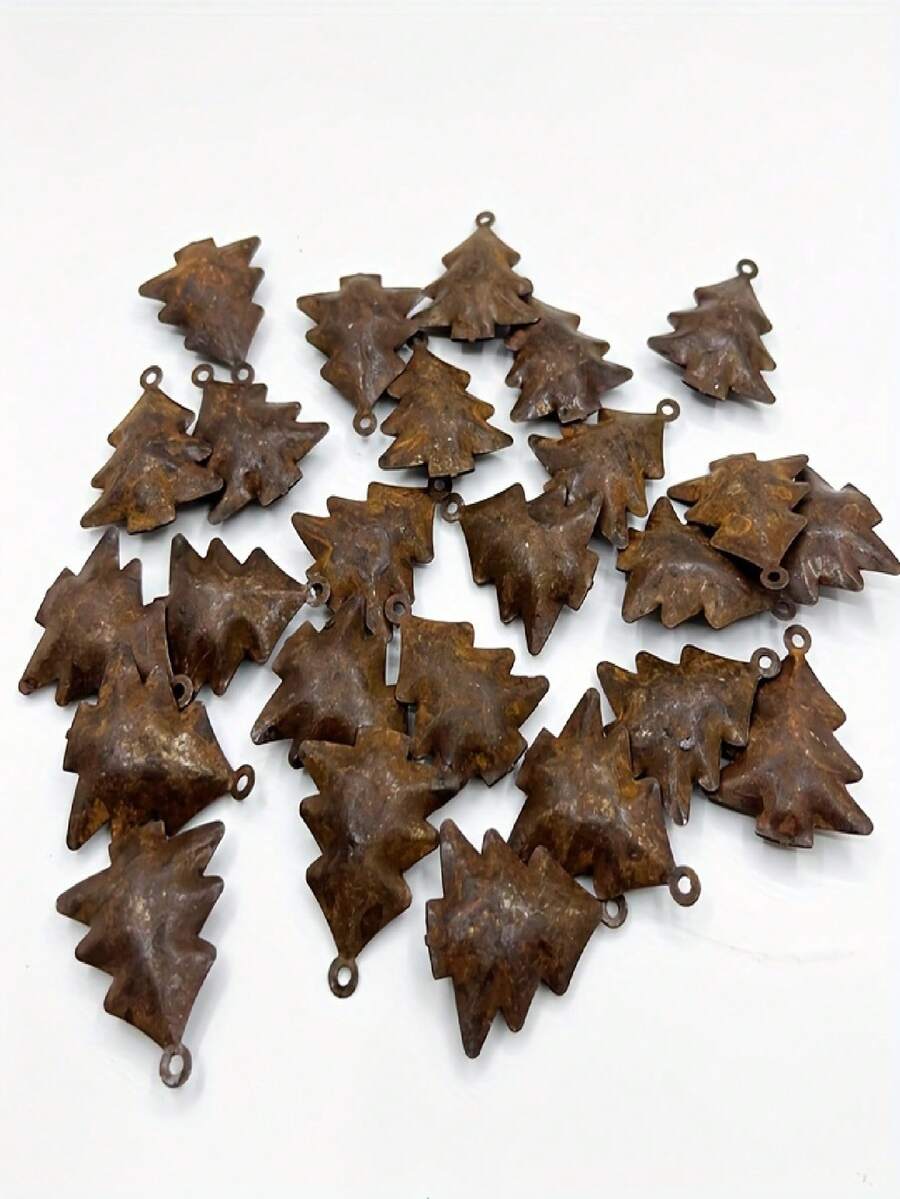 10/5pcs Rustic Christmas Tree-Shaped Bells For Holiday Decorations, Featuring Handmade And Decorative Elements For A Country-Style Farmhouse Vibe - Multicolor - View 1