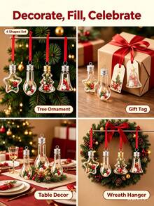 1/4/8/12pcs Refillable Christmas Tree Shaped Decorative Balls, Transparent Plastic Bottle Spheres With Hanging Pendant, DIY Fillable Color, Suitable For Christmas Tree, Holiday Party Decoration - Multicolor - View 6